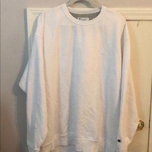 All white champion sweatshirt